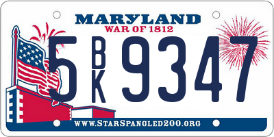 MD license plate 5BK9347