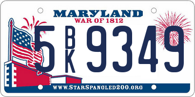 MD license plate 5BK9349