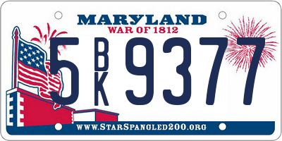 MD license plate 5BK9377