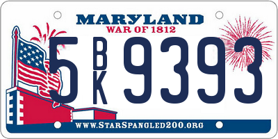 MD license plate 5BK9393