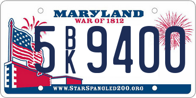 MD license plate 5BK9400