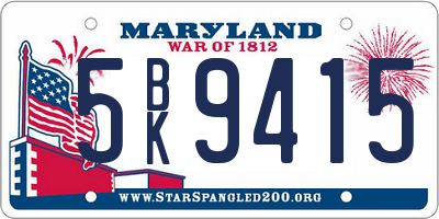 MD license plate 5BK9415