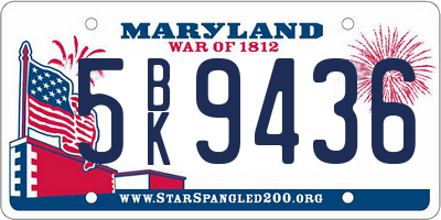 MD license plate 5BK9436