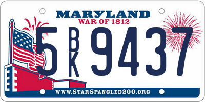 MD license plate 5BK9437