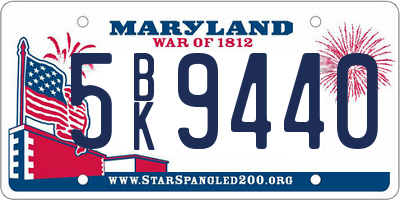 MD license plate 5BK9440
