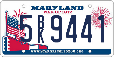 MD license plate 5BK9441