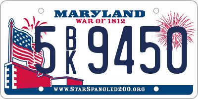 MD license plate 5BK9450