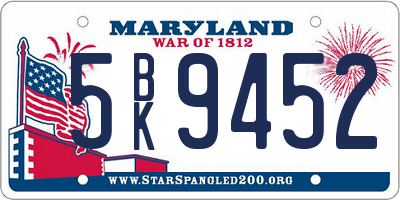 MD license plate 5BK9452
