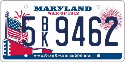 MD license plate 5BK9462