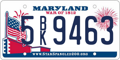 MD license plate 5BK9463