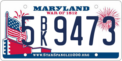 MD license plate 5BK9473