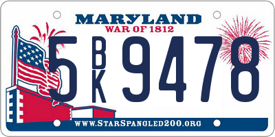 MD license plate 5BK9478
