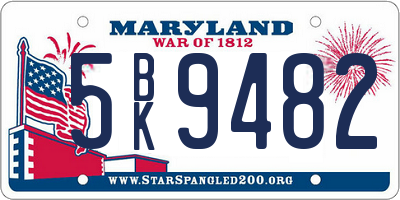 MD license plate 5BK9482