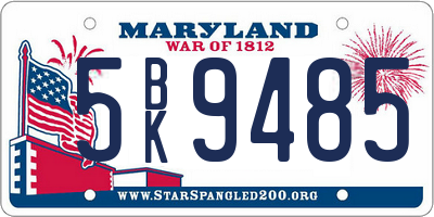 MD license plate 5BK9485