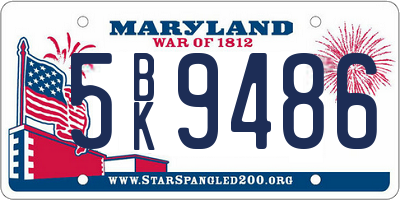 MD license plate 5BK9486
