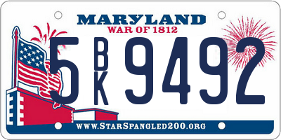 MD license plate 5BK9492