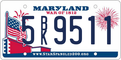 MD license plate 5BK9511