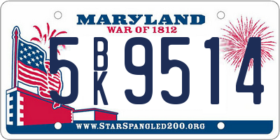 MD license plate 5BK9514