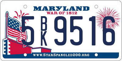 MD license plate 5BK9516
