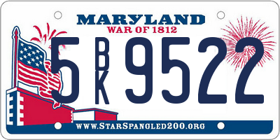 MD license plate 5BK9522
