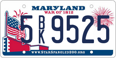 MD license plate 5BK9525