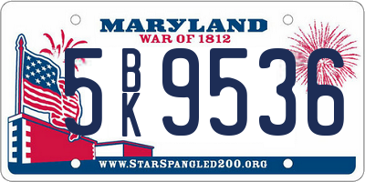 MD license plate 5BK9536