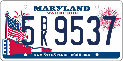 MD license plate 5BK9537