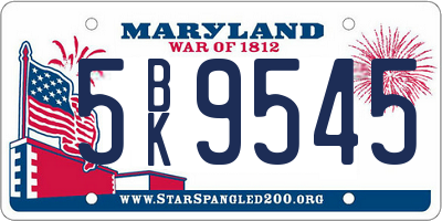 MD license plate 5BK9545