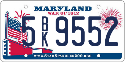 MD license plate 5BK9552
