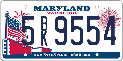 MD license plate 5BK9554