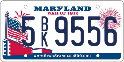 MD license plate 5BK9556