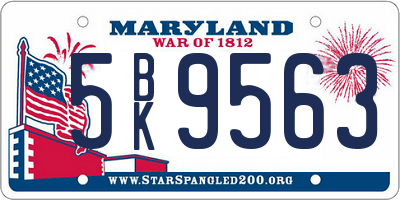 MD license plate 5BK9563