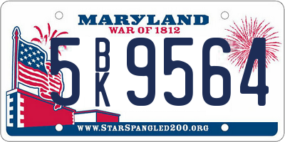 MD license plate 5BK9564