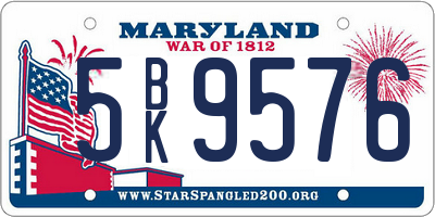 MD license plate 5BK9576