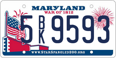 MD license plate 5BK9593