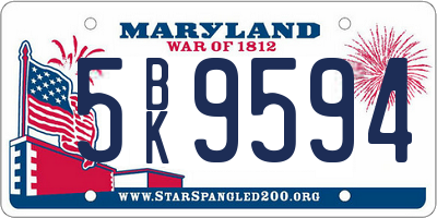 MD license plate 5BK9594