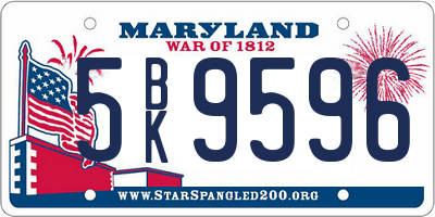 MD license plate 5BK9596