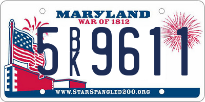 MD license plate 5BK9611