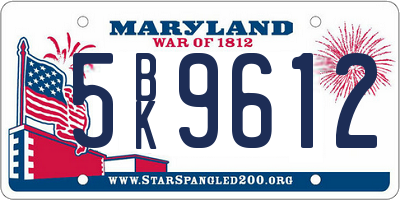 MD license plate 5BK9612