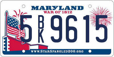 MD license plate 5BK9615