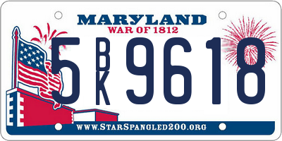 MD license plate 5BK9618