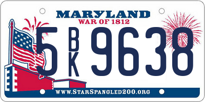 MD license plate 5BK9638