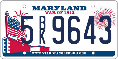 MD license plate 5BK9643