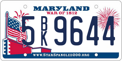 MD license plate 5BK9644