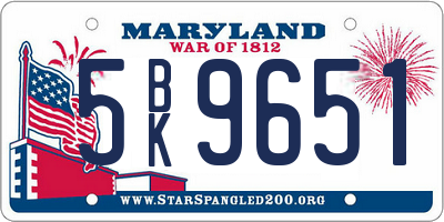 MD license plate 5BK9651