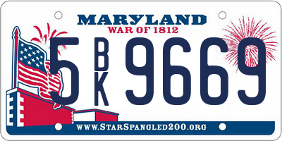 MD license plate 5BK9669