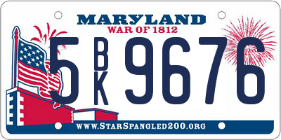 MD license plate 5BK9676