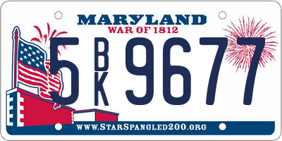 MD license plate 5BK9677