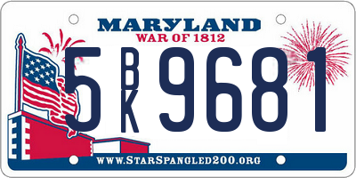 MD license plate 5BK9681