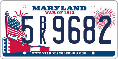 MD license plate 5BK9682